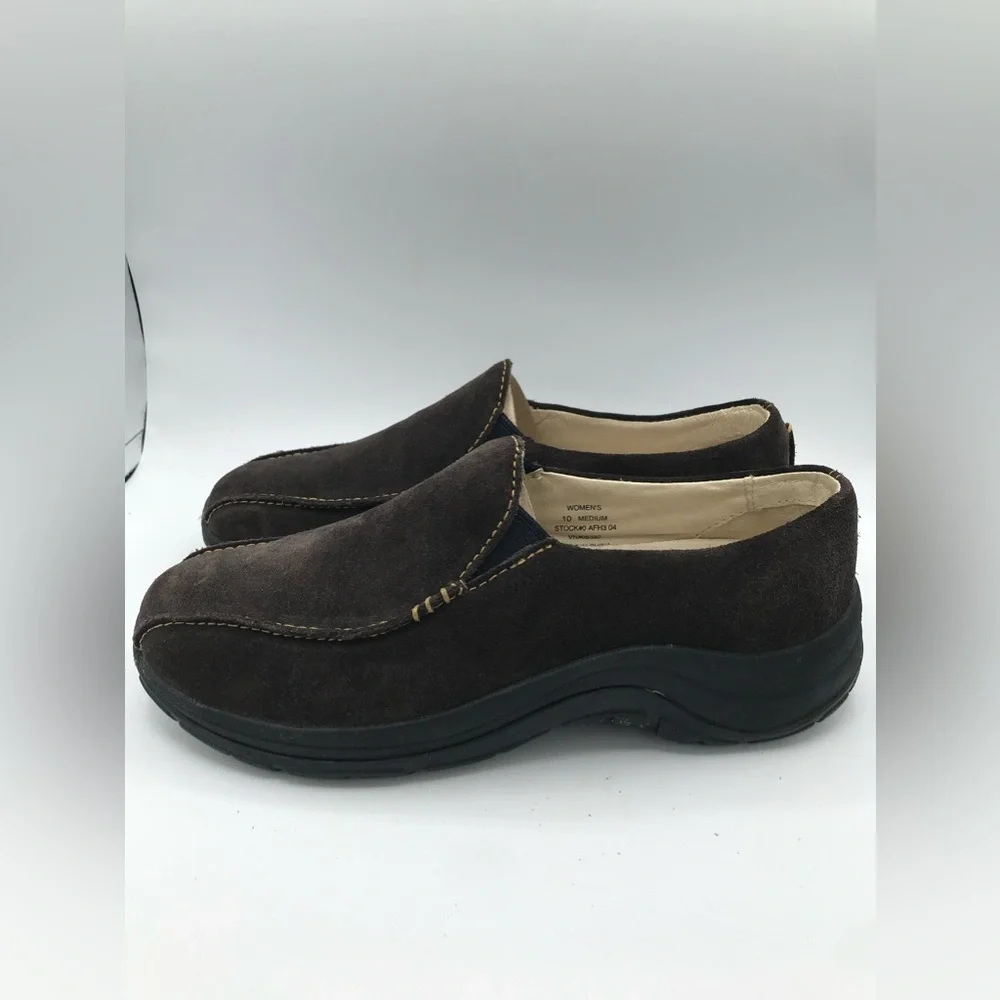 LL Bean Clogs Women's Sz 10 Brown Suede Leather Bicycle-Toe Slip-On Hiking Shoe - Picture 3 of 10